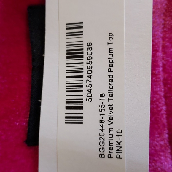 Nasty Gal NWT Hot Pink Premium Velvet Tailored Strapless Peplum Top Size 6 - Picture 8 of 9